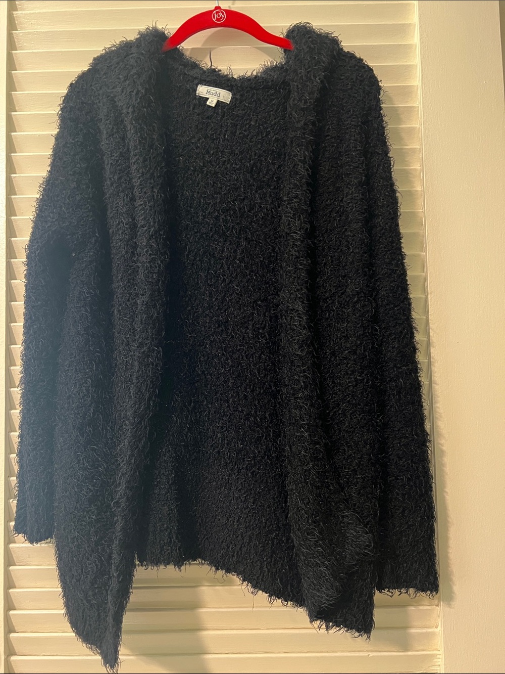 Mudd Black Fuzzy Open-Front Cardigan